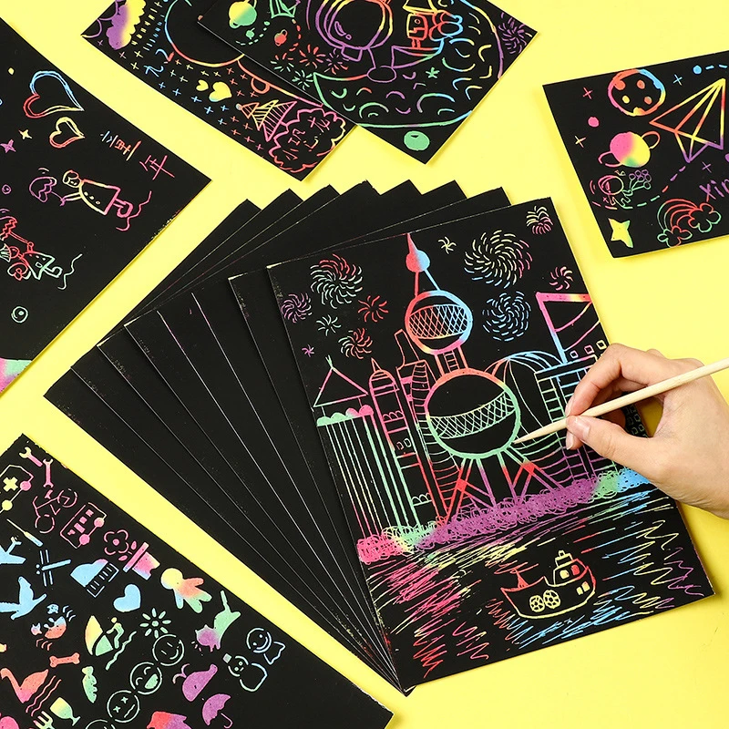 

Children's DIY Rainbow Magic Scratch Off Paper Montessori Educational Arts Painting Toy