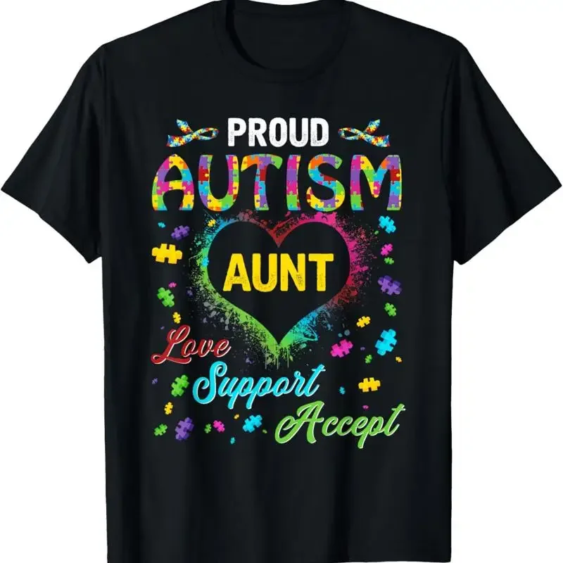 Proud Autism Aunt Love Support Accept Help Awareness T-Shirt