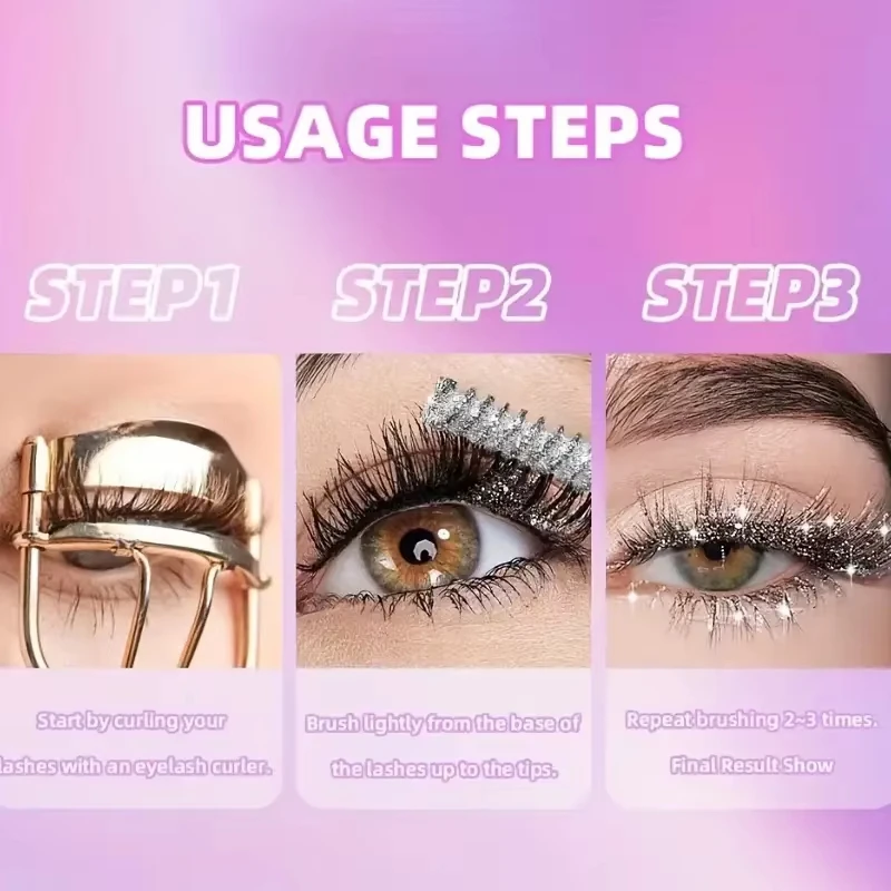 มาสคาร่าแวววาว กันน้ําและกันรอยเปื้อน เครื่องมือแต่งหน้าดัดผมและขนตายาวสําหรับเทศกาลดนตรี