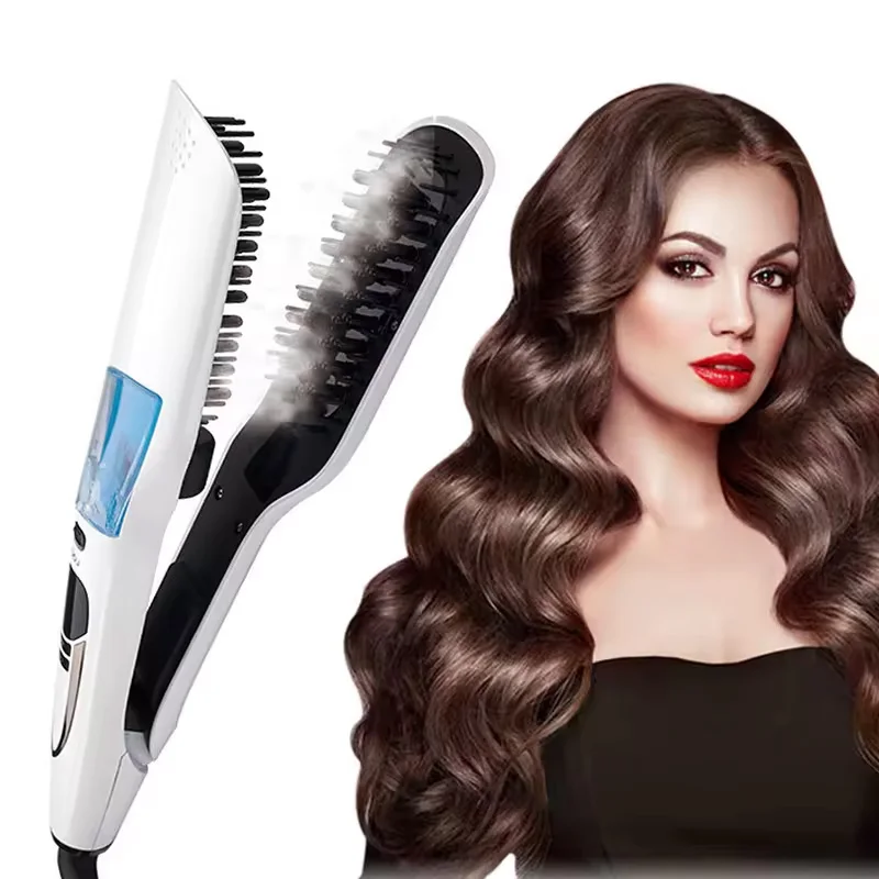 Professional wet and dry hair straightening comb steam spray hair straightening splint portable steam hair straightener