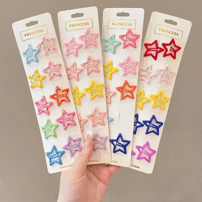 10pcs/set Cute Colorful Star Waterdrop Shape Hair Clips For Girls Children Lovely Hair Decorate Hairpins Kids Hair Accessories