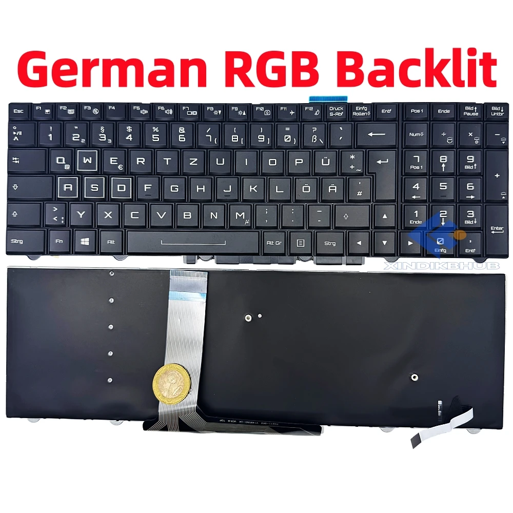 

XIN-German layout RGB Backlit Laptop Keyboard For Clevo P750 P751 P755 P770 P771 P775 P870 P750TMG P750TM1-G DM-G ZM P751TM1-G