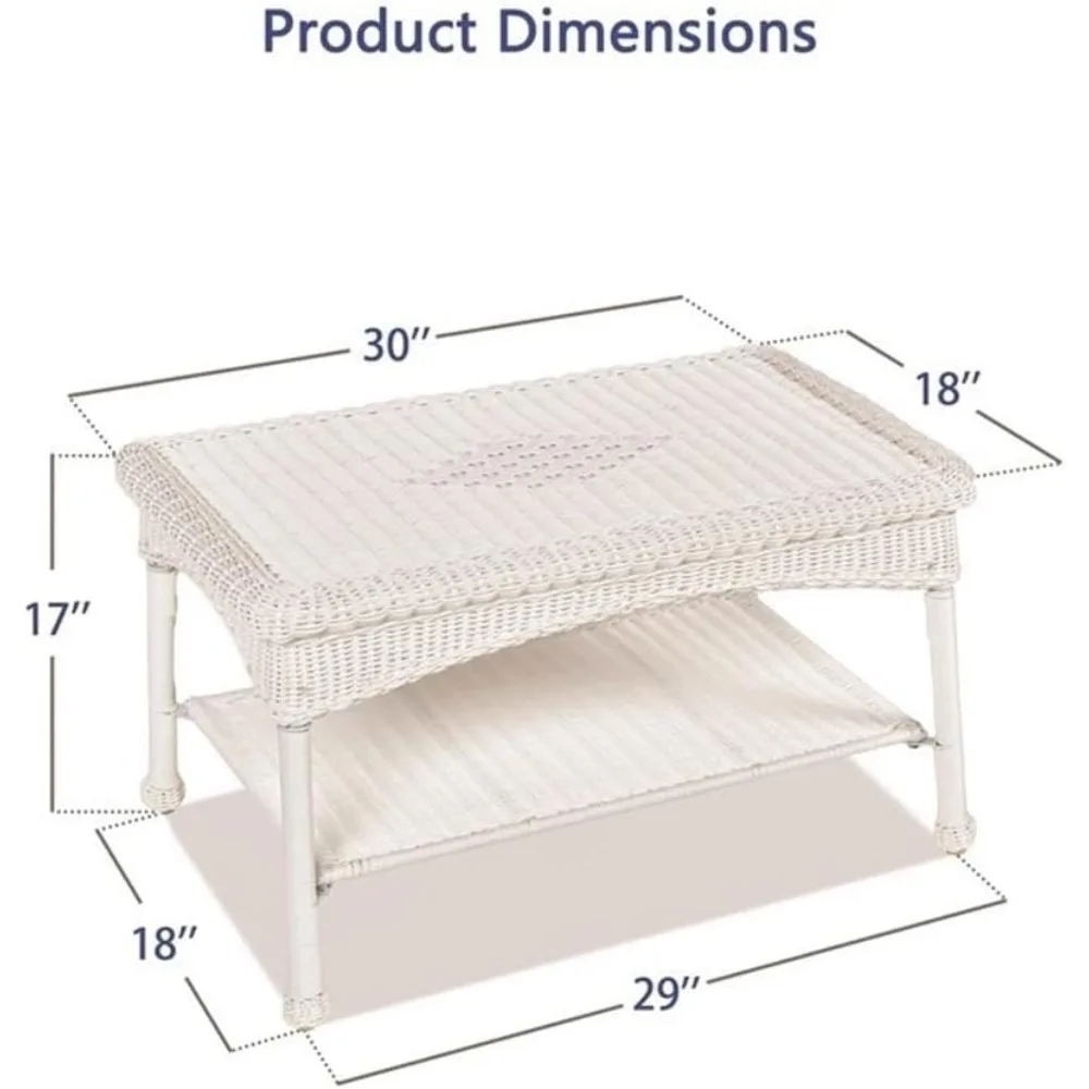 Tavolino da caffè da esterno in vimini bianco