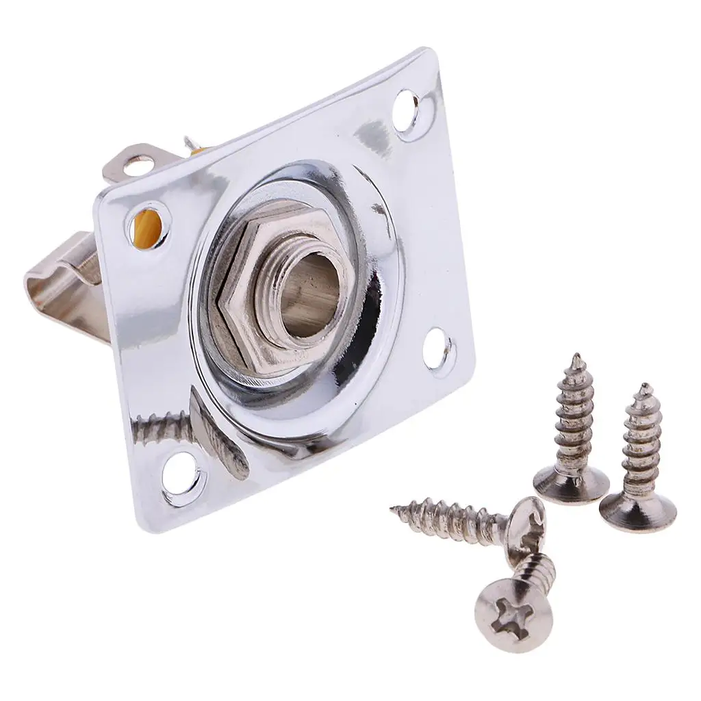 Guitar Rectangle Output Input Socket Durable Metal Plate Electric Bass Accessory for DIY Repair Setup