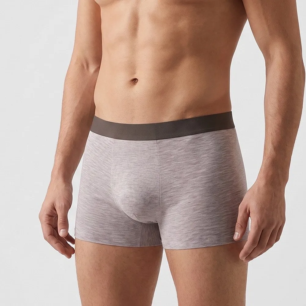 Men's Soft Breathable Boxer Briefs Underwear Bulge Pouch Panties Middle Waist Boxers Shorts Trunks Lingerie