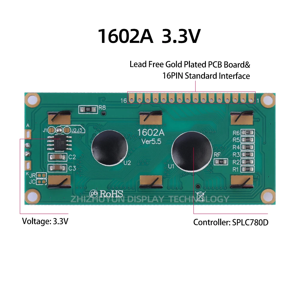 Stable Supply Of Goods 1602A LCD Display Module Orange Light 16*2 Character LCD Screen Voltage 3.3V Character Dot Matrix Screen