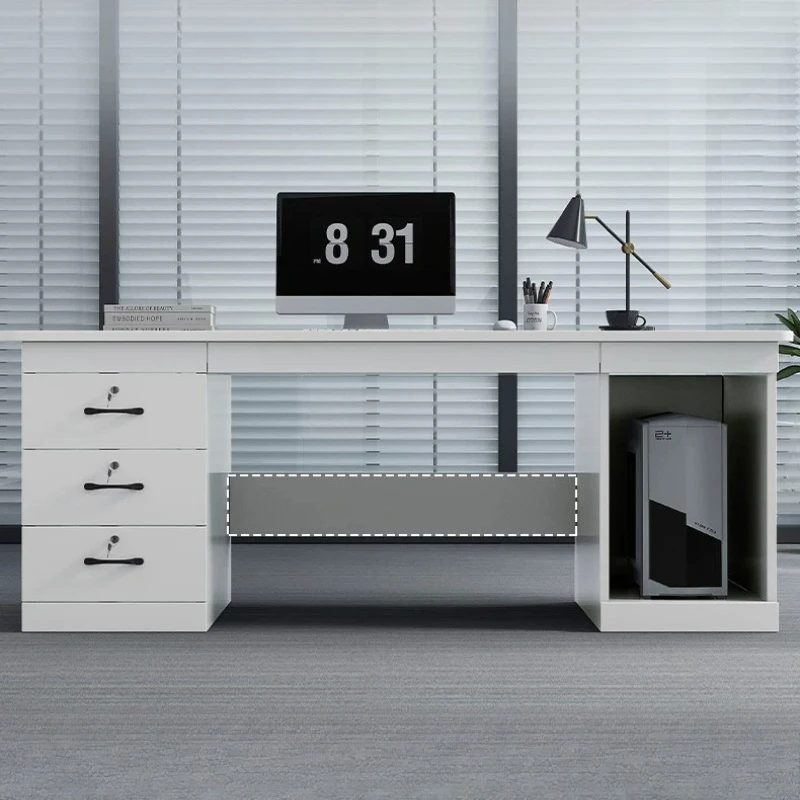Modern White Office Desk Computer Large Side Cabinet Executive Desk Study Standing Workstations Escrivaninha Bedroom Furniture
