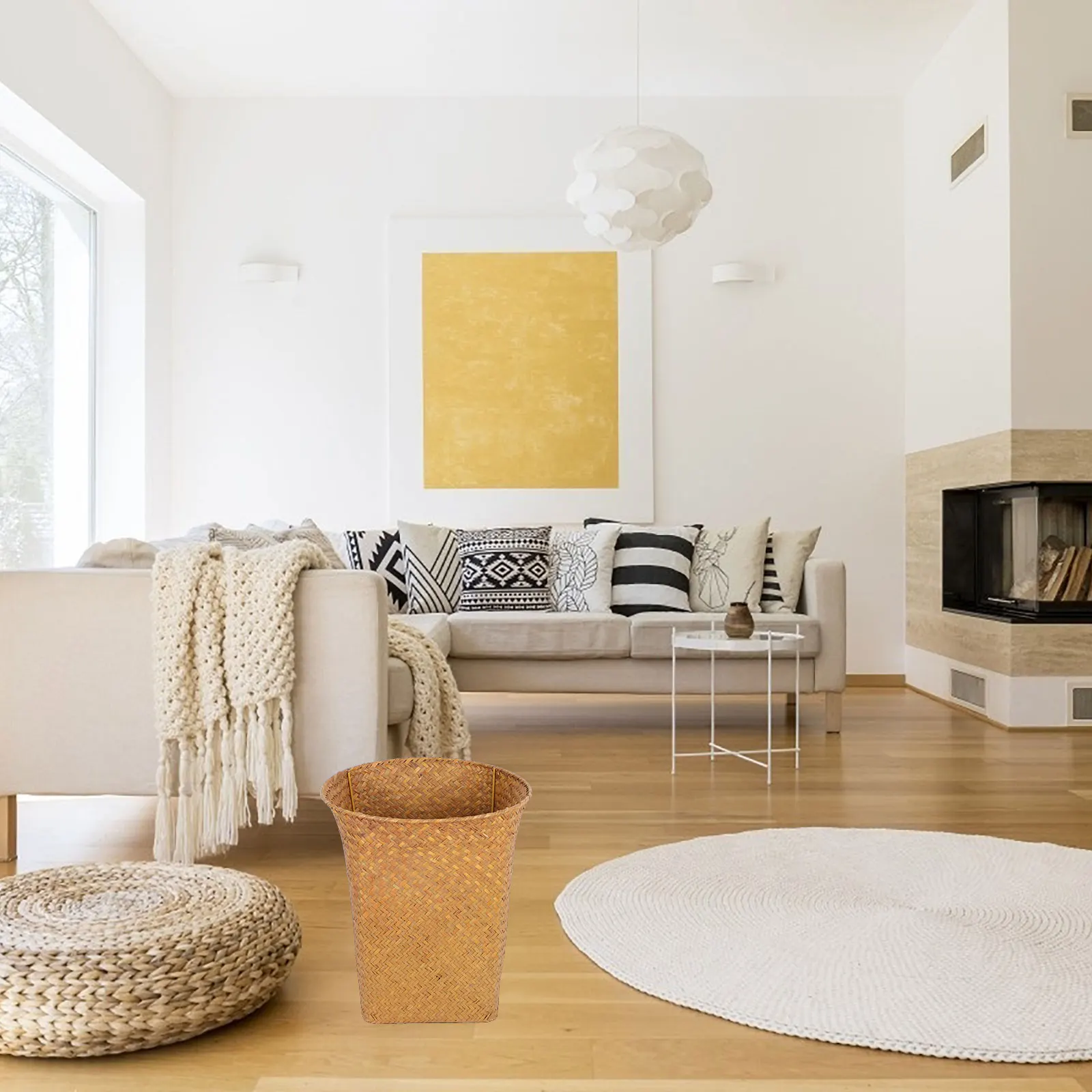 

1pc Storage Basket Waste Paper Bin For Home Office Bedroom Kitchen Waste Paper Basket Room Straw Trash Can Organizer