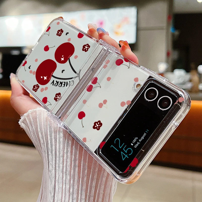 Niedliche Handyhülle mit großem Kirschdruck für Samsung Galaxy Z Flip7 FE 8 7 6 5 4 3, harte, klare Falthülle für Samsung Z Flip8 Flip6 – Detail 10