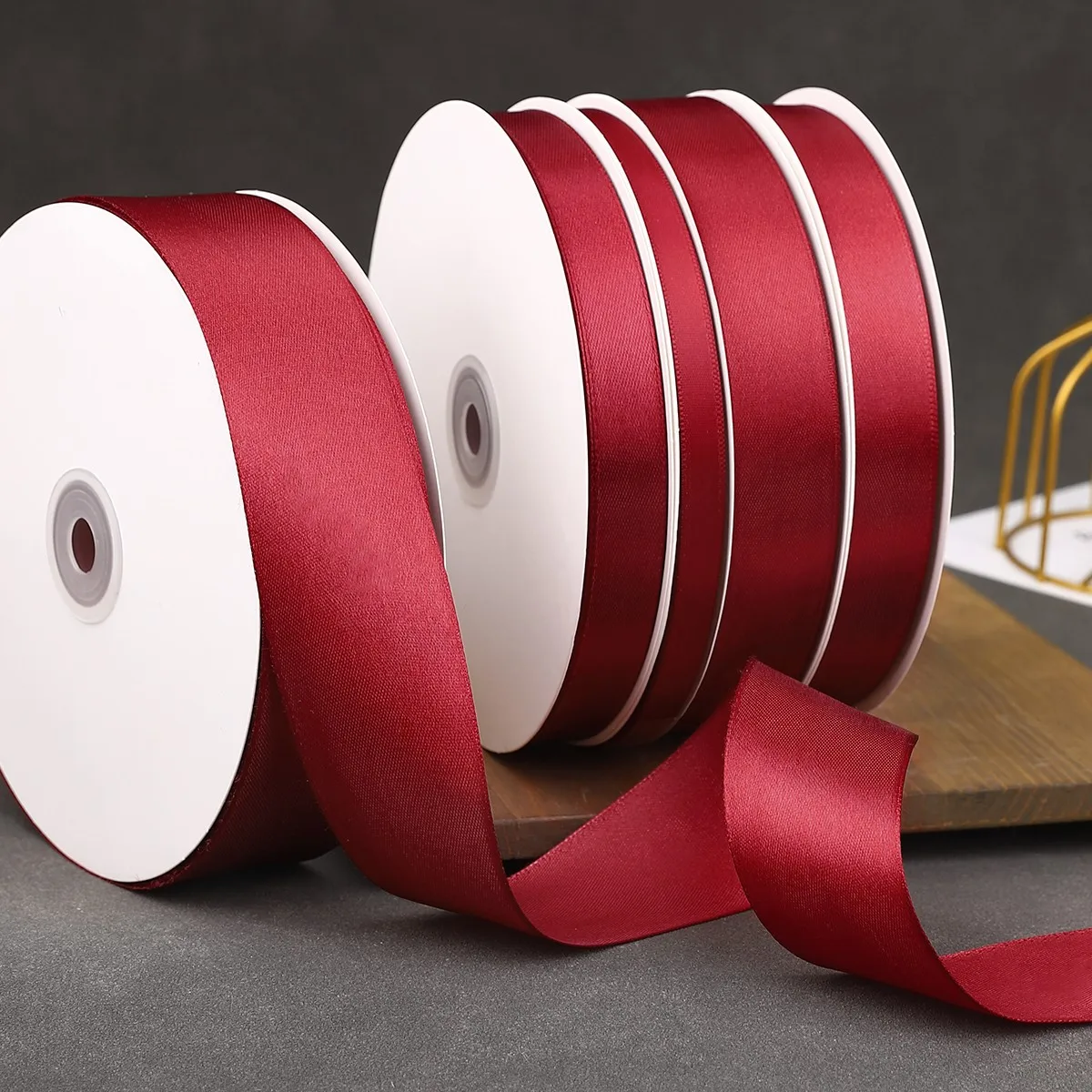 100Yards/Roll Wine Red Ribbons For Crafts Bow Knot Rose Flower DIY Handmade Gift Wrapping Christmas Wedding Decoration Ribbon