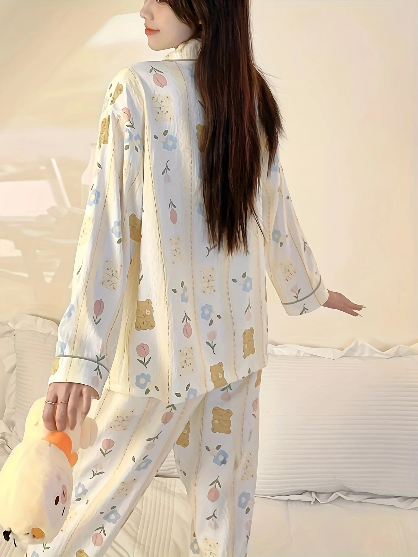 طقم بيجامة نسائي جديد عالي الجمالي للخريف/الشتاء - ملابس مريحة وبسيطة وغير رسمية