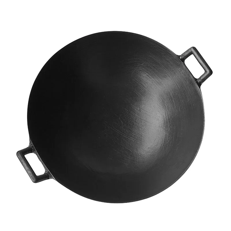 Olla de cocina Wok de hierro fundido, sin recubrimiento, noo-stivk, clásica, uso al aire libre, Camping, wok