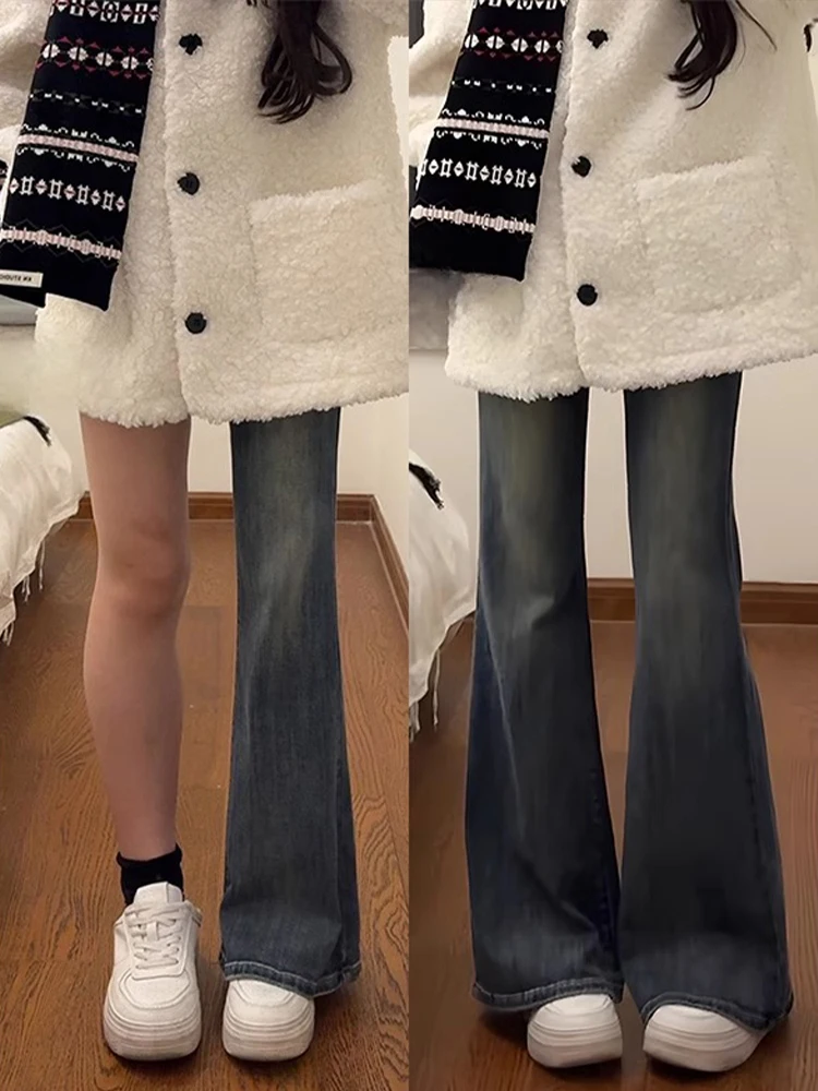 

Retro Blue Knife Straight Leg Jeans Men's American High Street Vibe mid Waist Lift Straight Tube Pants Spring Autumn