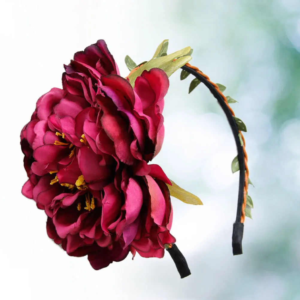 

Lifelike Red Flower Headband for Women Premium Cloth Material Eyecatching Accessory for Special Occasions