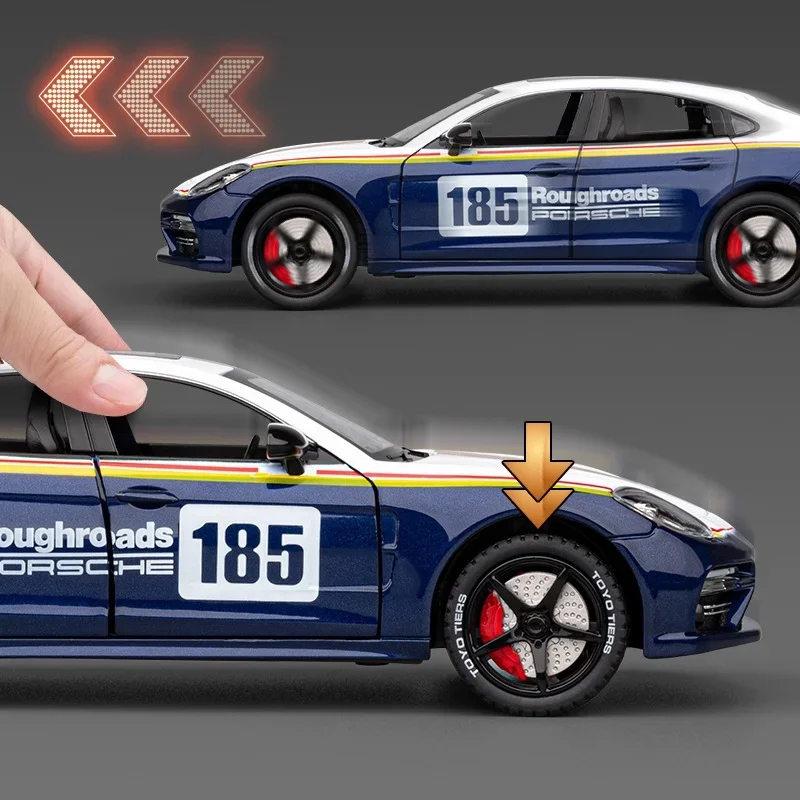 1:24 Panamera Supercar With Spray Alloy Car Model Sound and Light Pull Back Children's Toy Collectibles Birthday gift