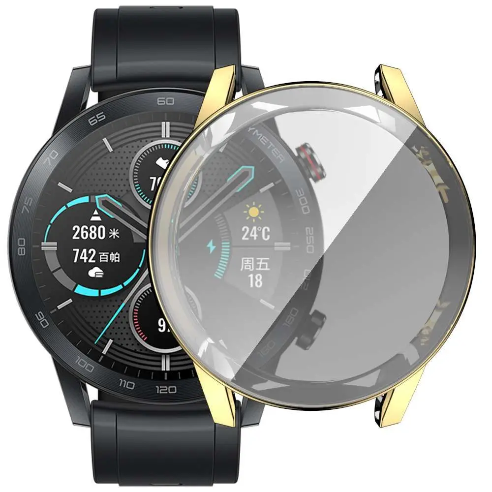 

Slim Smart Watch Accessories Soft TPU Watch Case Screen Protector 360 Full Cover Plating For Honor Magic Watch 2 46mm