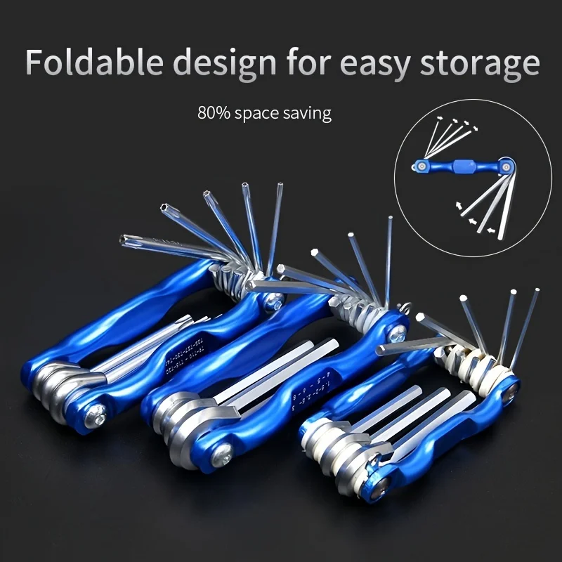 7PCS Folding Allen Wrench Set Metric/SAE/Torx Allen Key Set for Basic Home Repair