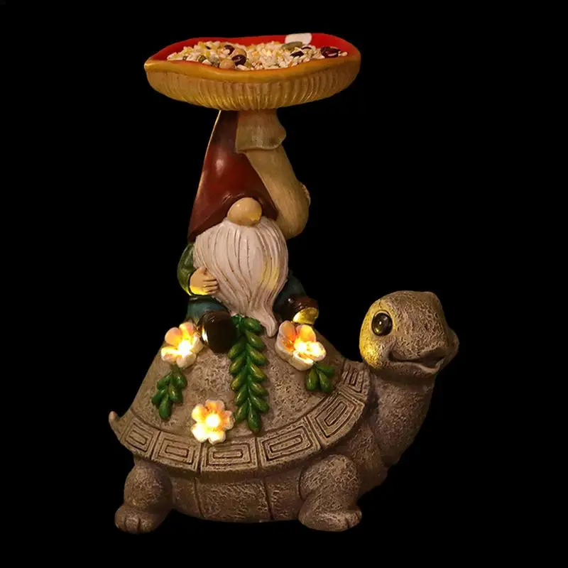 

Solar Powered Turtle Figurine Outdoor Courtyard Solar Light 300mA Resin Solar Gnome Turtle Bird Feeder Ornament For Lawn