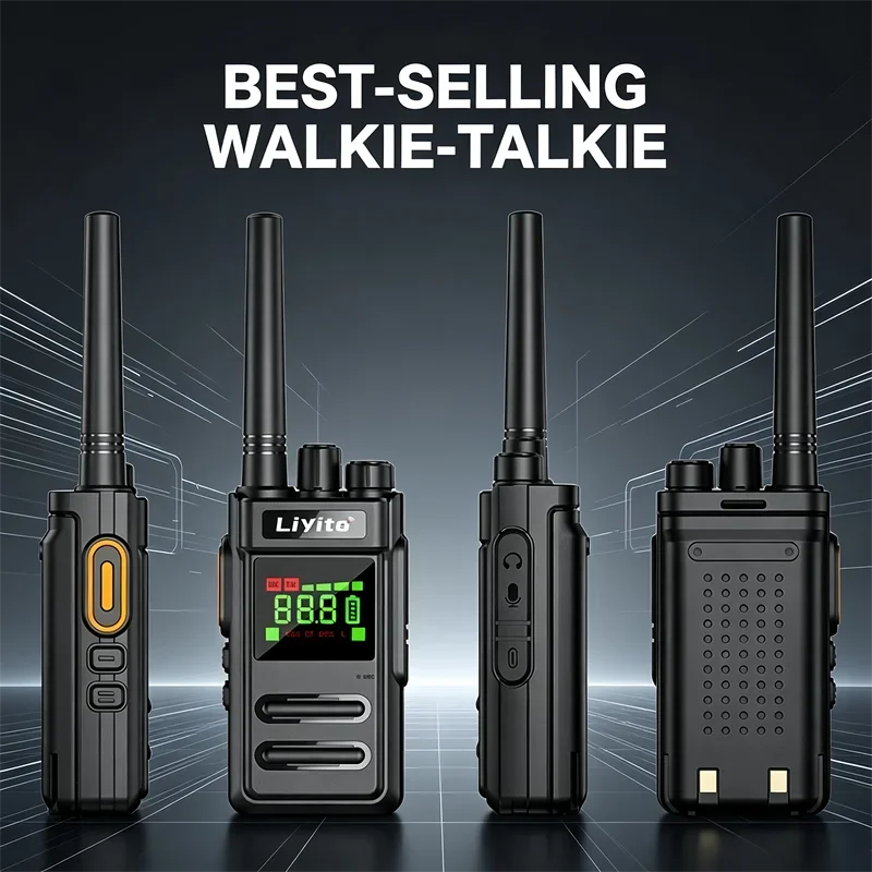 2 Pack High Power 5W UHF Walkie Talkie Rechargeable Long Range Two-Way Radio with LED Display Flashlight 15 Days Standby