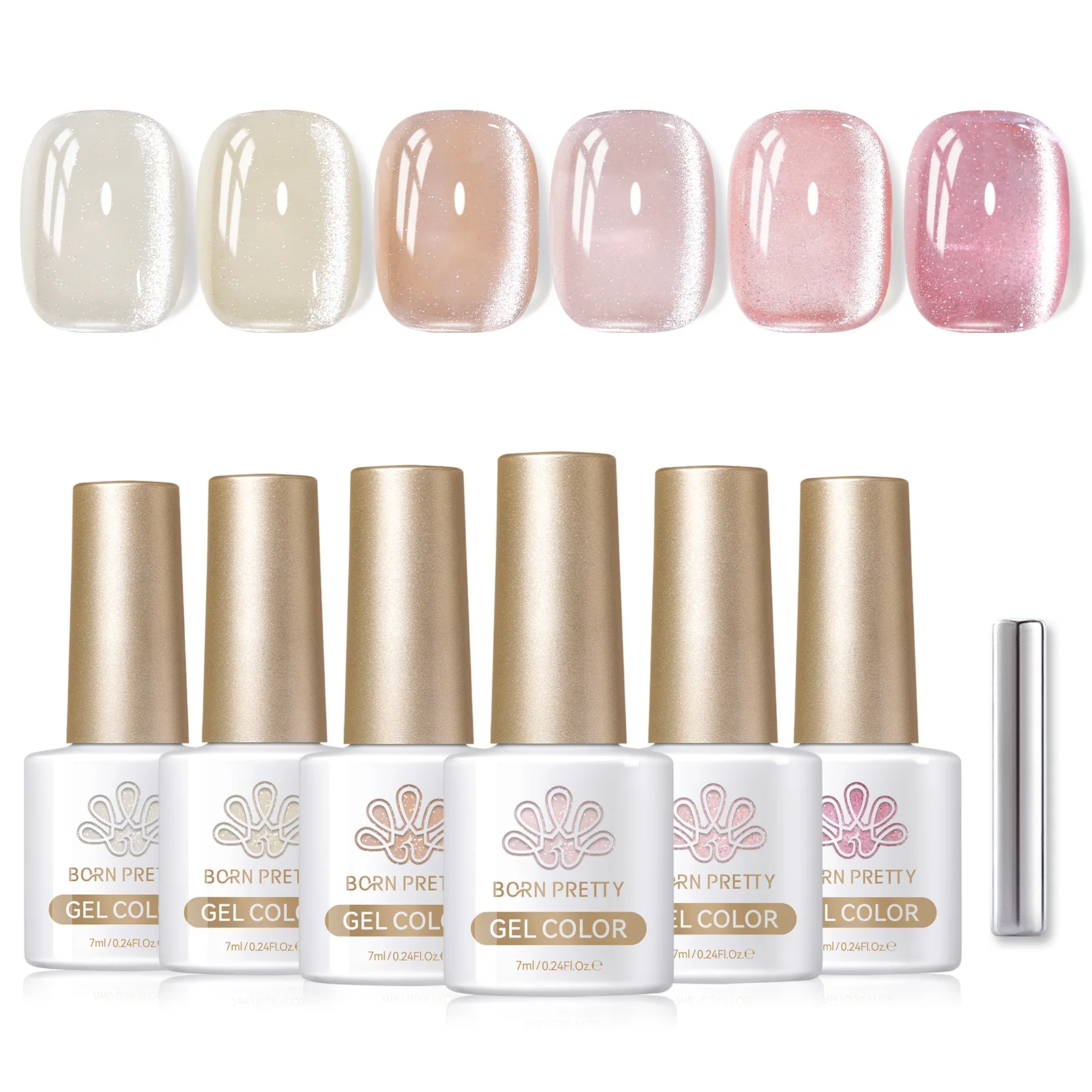 BORN PRETTY 6 個ピンクオーシャンキャットネイルジェルポリッシュセットマグネットスティックゼリーホログラフィック磁気ネイルキットサロンアートマニキュア