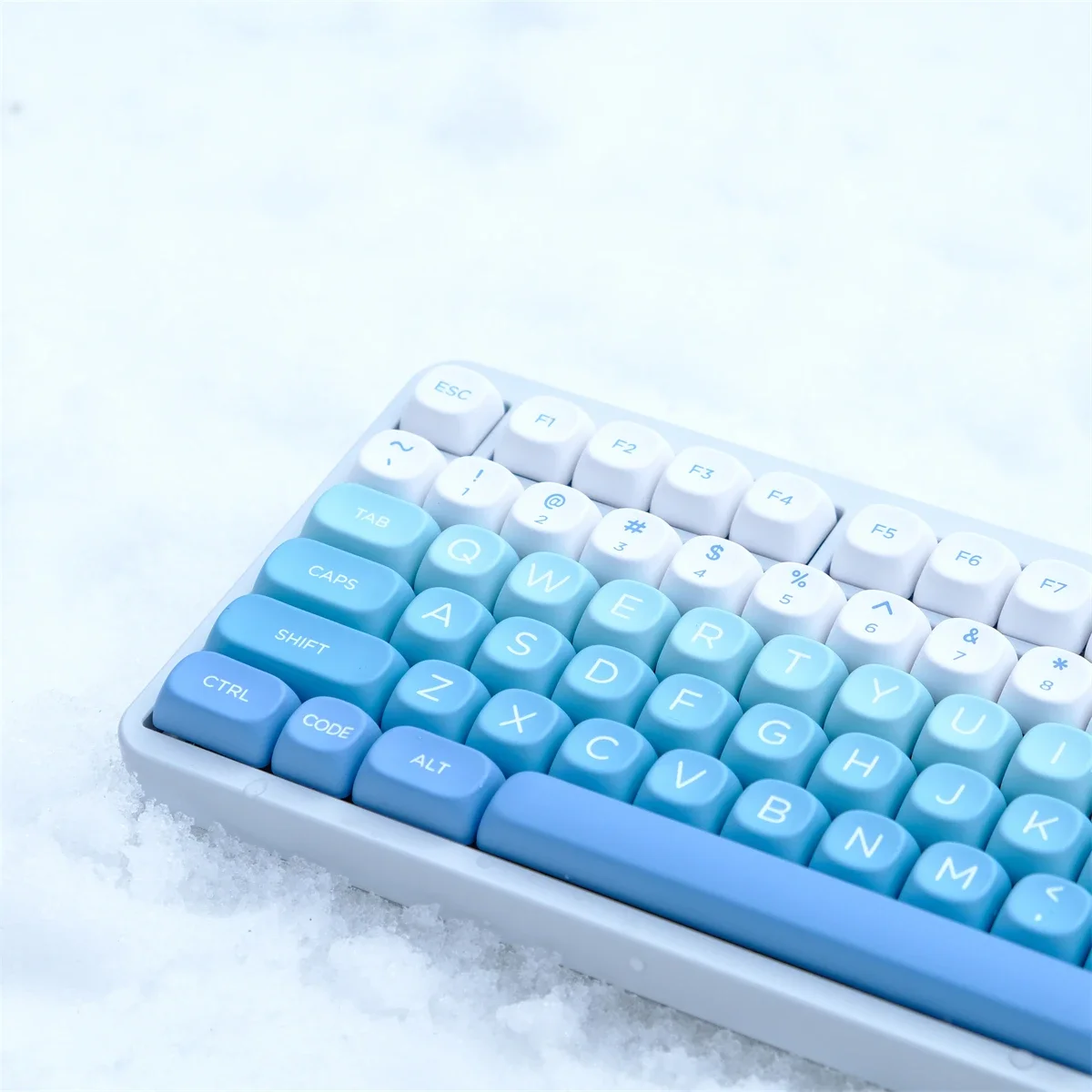 Gradient Color Falling snow 126 Keys PBT Keycaps Five-sided Sublimation MOA Profile Keycaps For MX Switches Mechanical Keyboard