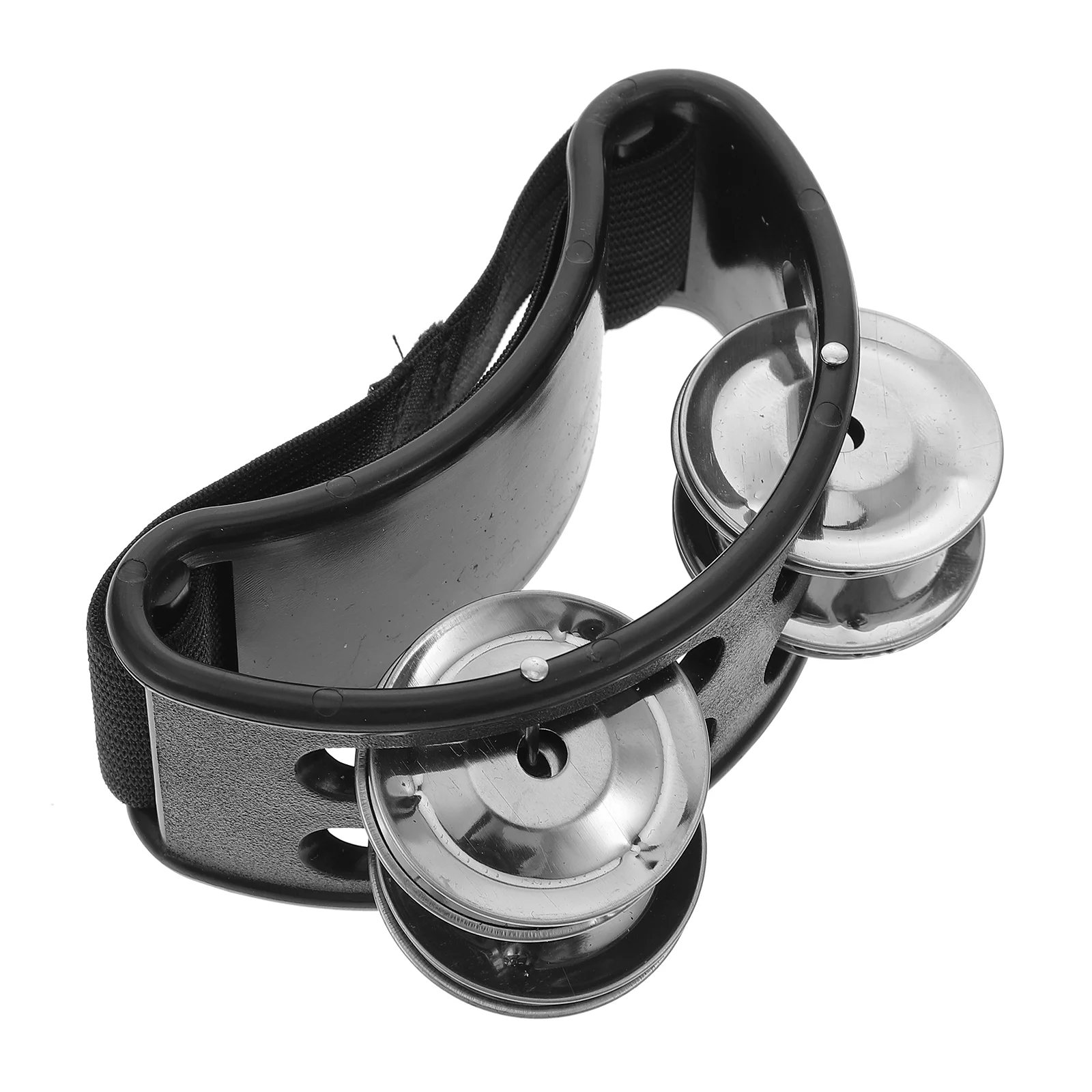 Foot Rattle Bell Musical Instruments Stage Perform Tool Hand Held Tambourine Black Shaking