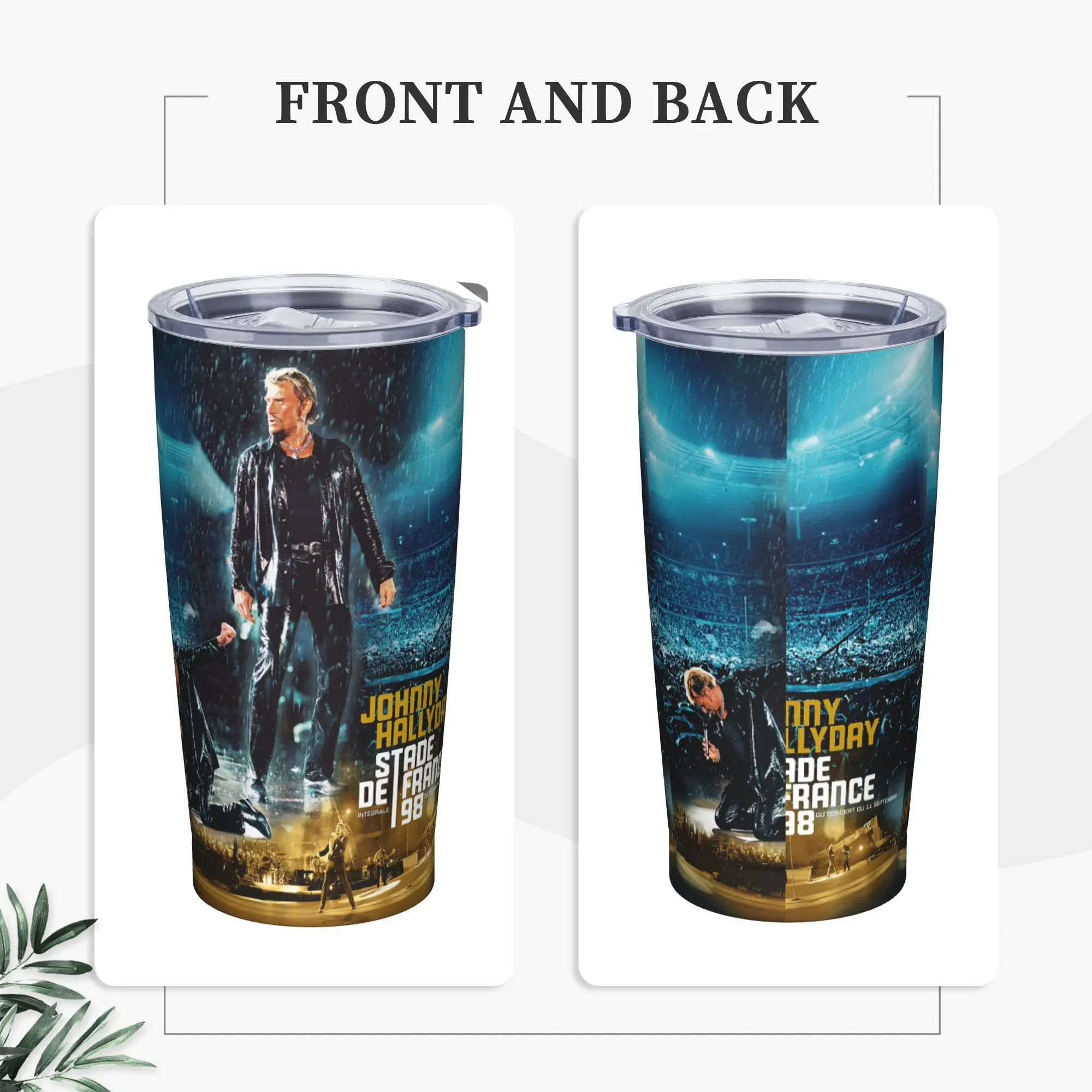 Johnny Hallyday Tumbler Vacuum Insulated Music Coffee Cups Vacuum Flask Outdoor Mug Water Bottle, 20oz