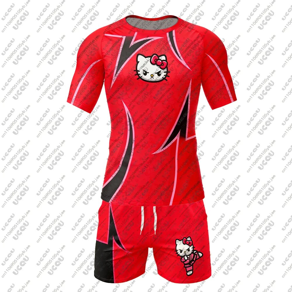 2026 الرجال الفتيان الاطفال الفتيات المحملة الأعلى بنطال رياضي تي شيرت السراويل رياضة BJJ MMA السراويل مرحبا كيتي جيو جيتسو القتال طفح الحرس الملاكمة