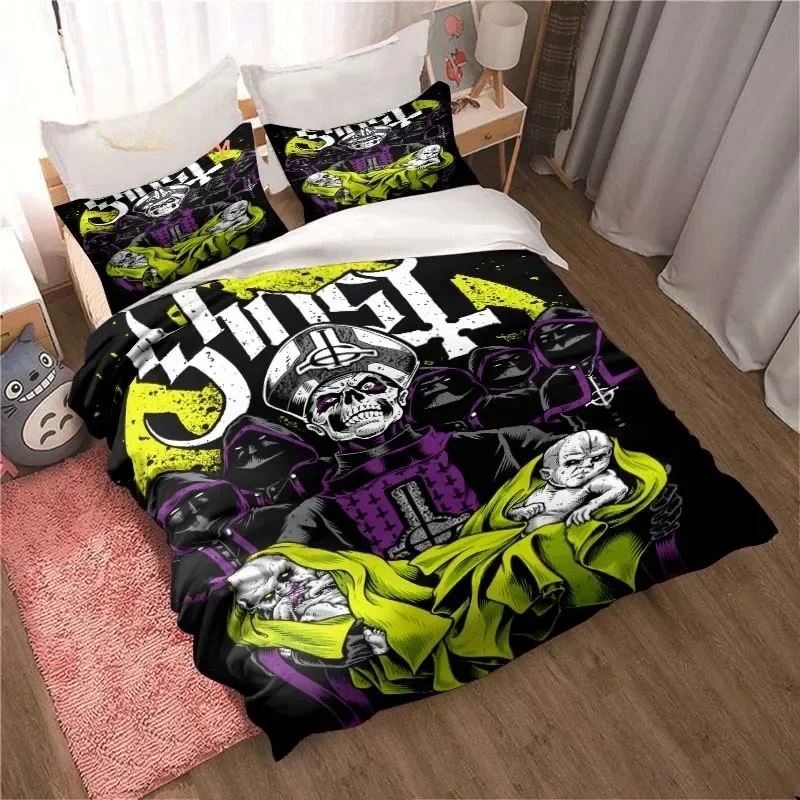 Fashion Sweden Rock Band Ghost Quilt Covers Bedding Dormitory Sheets Three-piece Bedding Set Three-piece Soft Warm Bedding Set