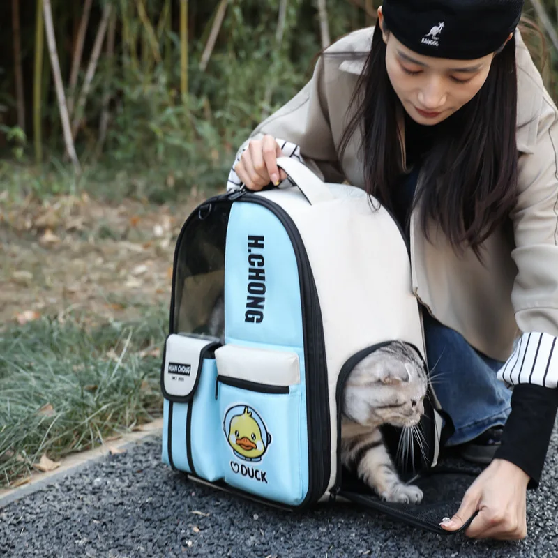 

Fashionable Cartoon Bag Portable Pet Bag For Outdoor Use Breathable Dual Shoulder Large Capacity Cat Backpack Space Capsule