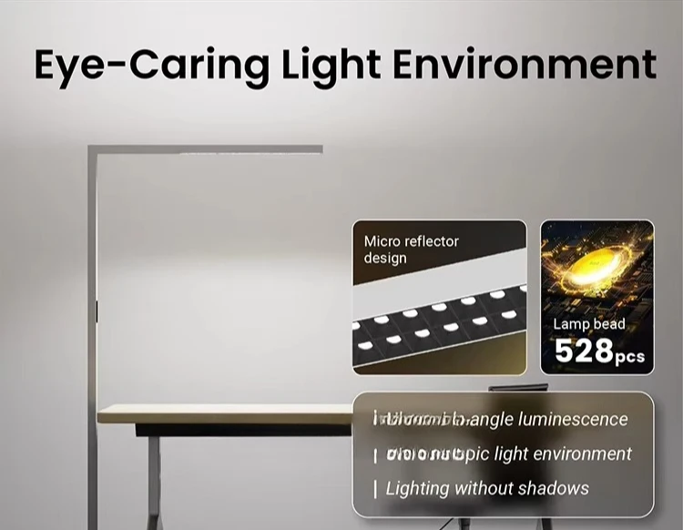 Floor Lamp Office Commercial Aluminum/Metal Square Adjustable Multi-Color Temperature PWM Dimmable LED Task Lamp High CRI 80