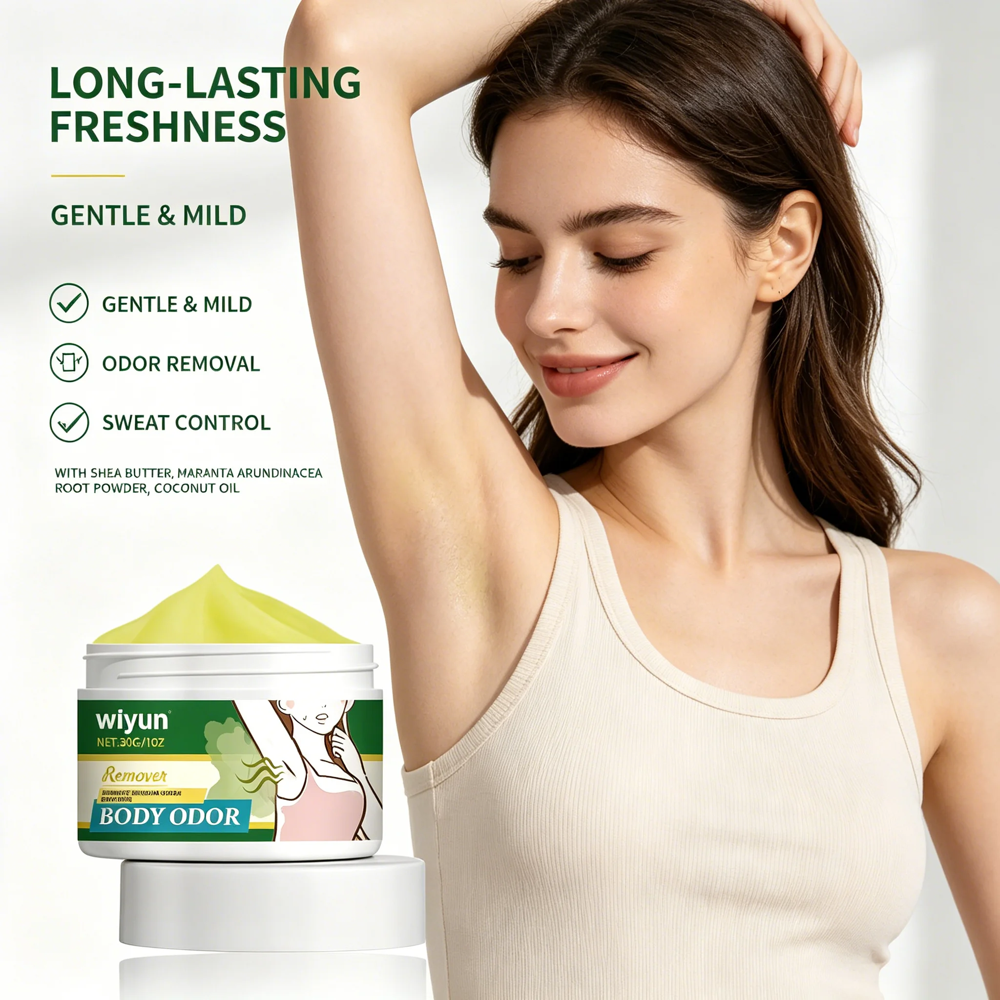 

Deodorant Cream Long-lasting Fragrance, Fresh and Gentle, Removes Underarm Odor, Keeps Underarms Refreshing and Controls Sweat,