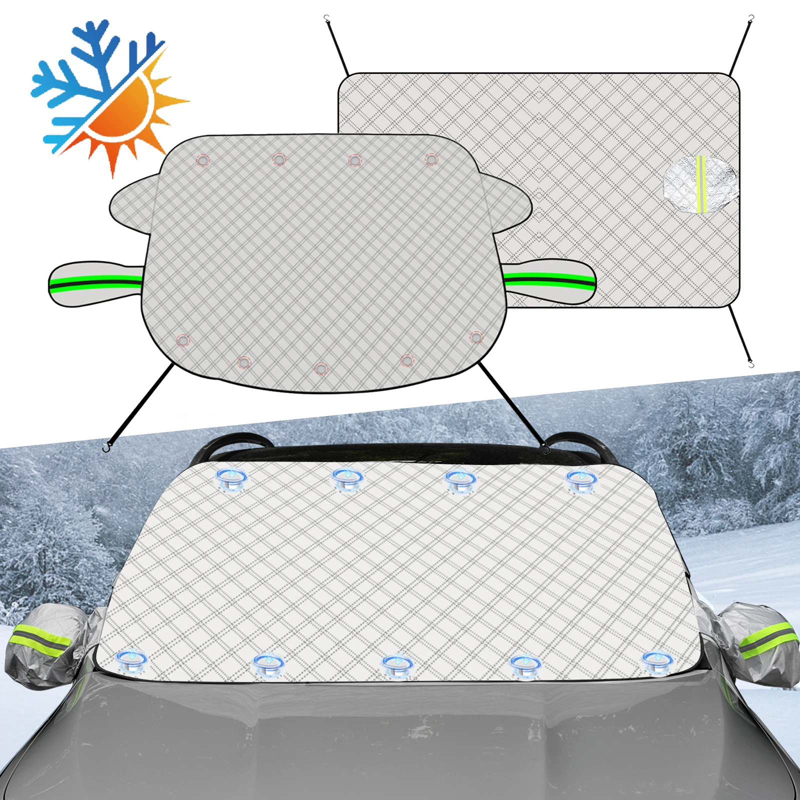 Anti Theft Car Magnetic Windshield Snow Cover Windscreen Ice Frost Shield Guard Covers Sun Shade Front Window Sunshade Protector