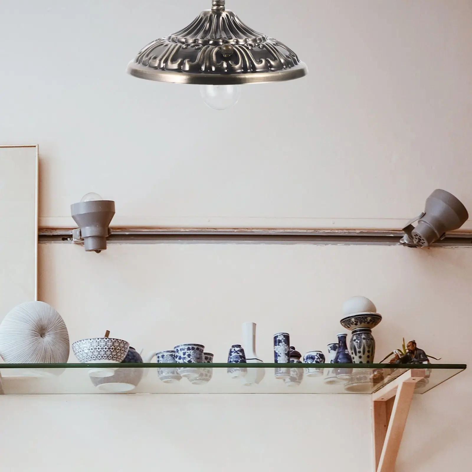 Retro Ch Canopy Plate Heavy Duty Hook Iron Kit Bronze Open Loop Pendant Light Mounting Bracket Ceiling Fixture