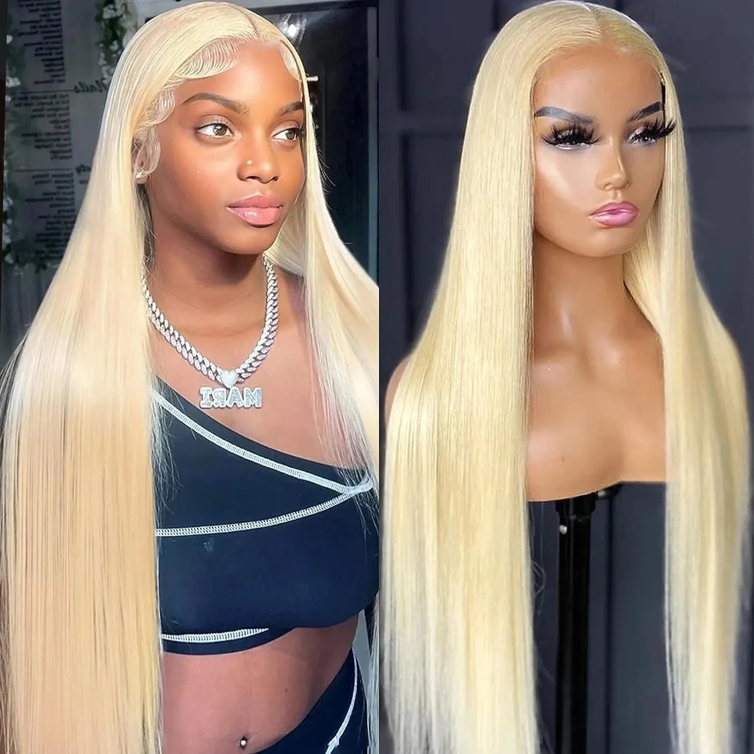 HD 250% 13X6 Straight Honey Blonde 613 Lace Front Human Hair Wigs 40 Inches 13X4 Lace Frontal Wigs 5X5 Glueless Ready To Go Wear