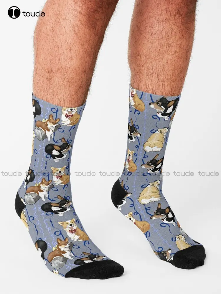 Pembroke Welsh Corgi Fun! Dog Dogs Puppy Puppies Socks Colorful Socks 360° Digital Print Custom Gift Streetwear Funny Sock Art