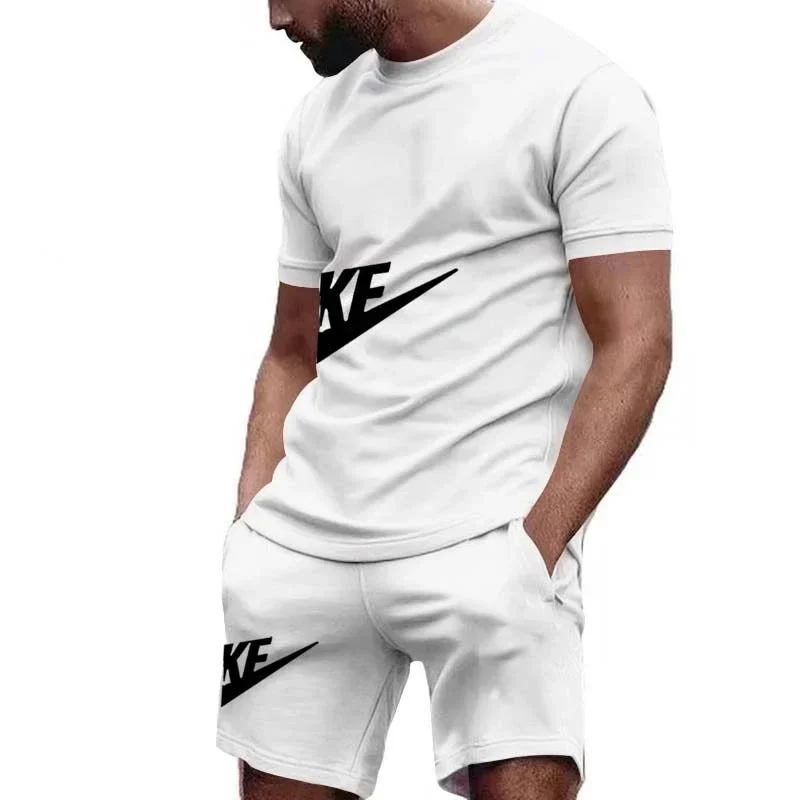 

Summer new men's casual and fashionable sportswear, men's outdoor breathable short-sleeved T-shirt + training shorts set