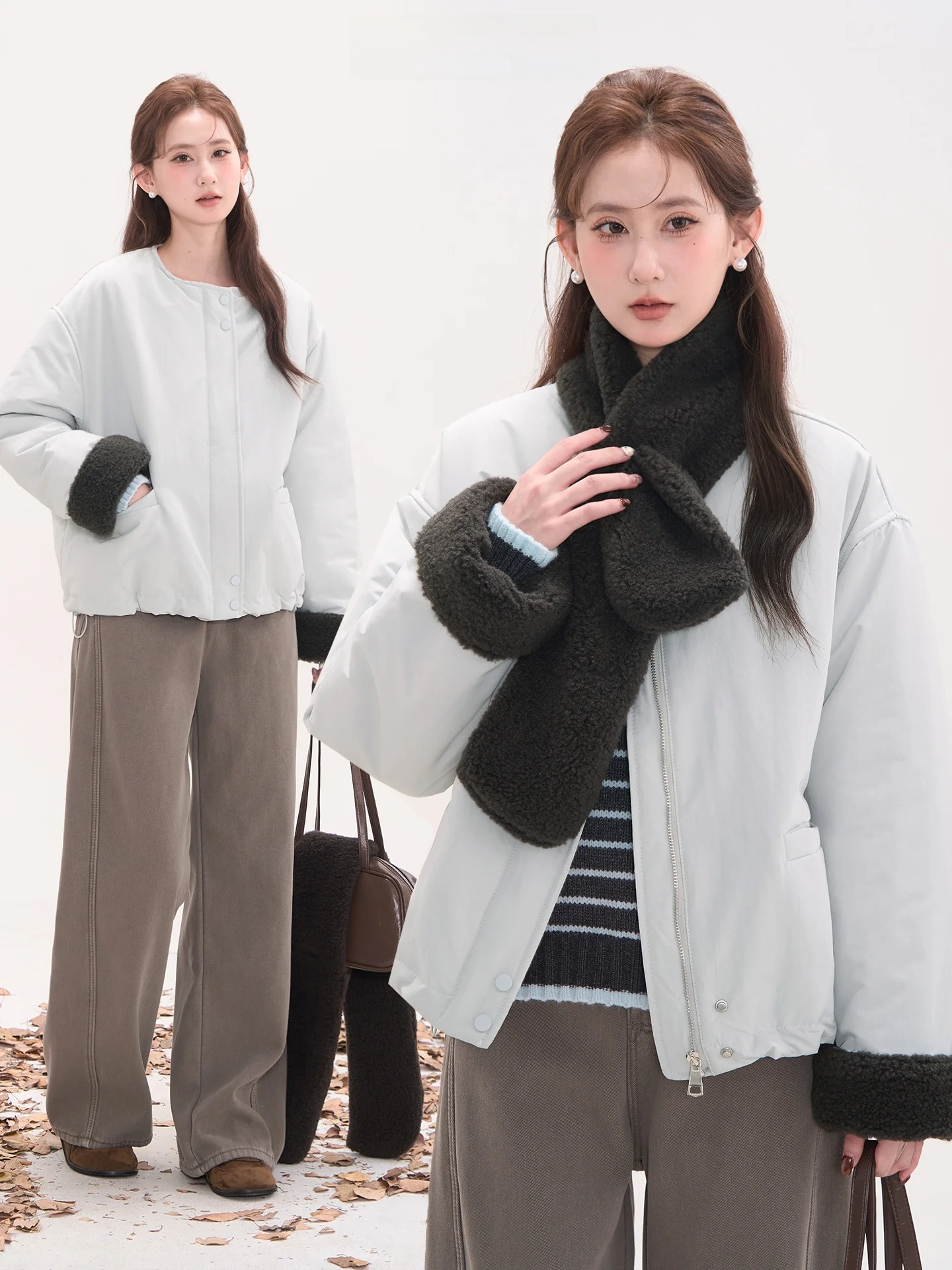 

Heme Cotton Jaet ort Casual Women's Sle Thiened Winter Coat Soft Plu Straight Cut Korean Version Zipper Closure Pur...