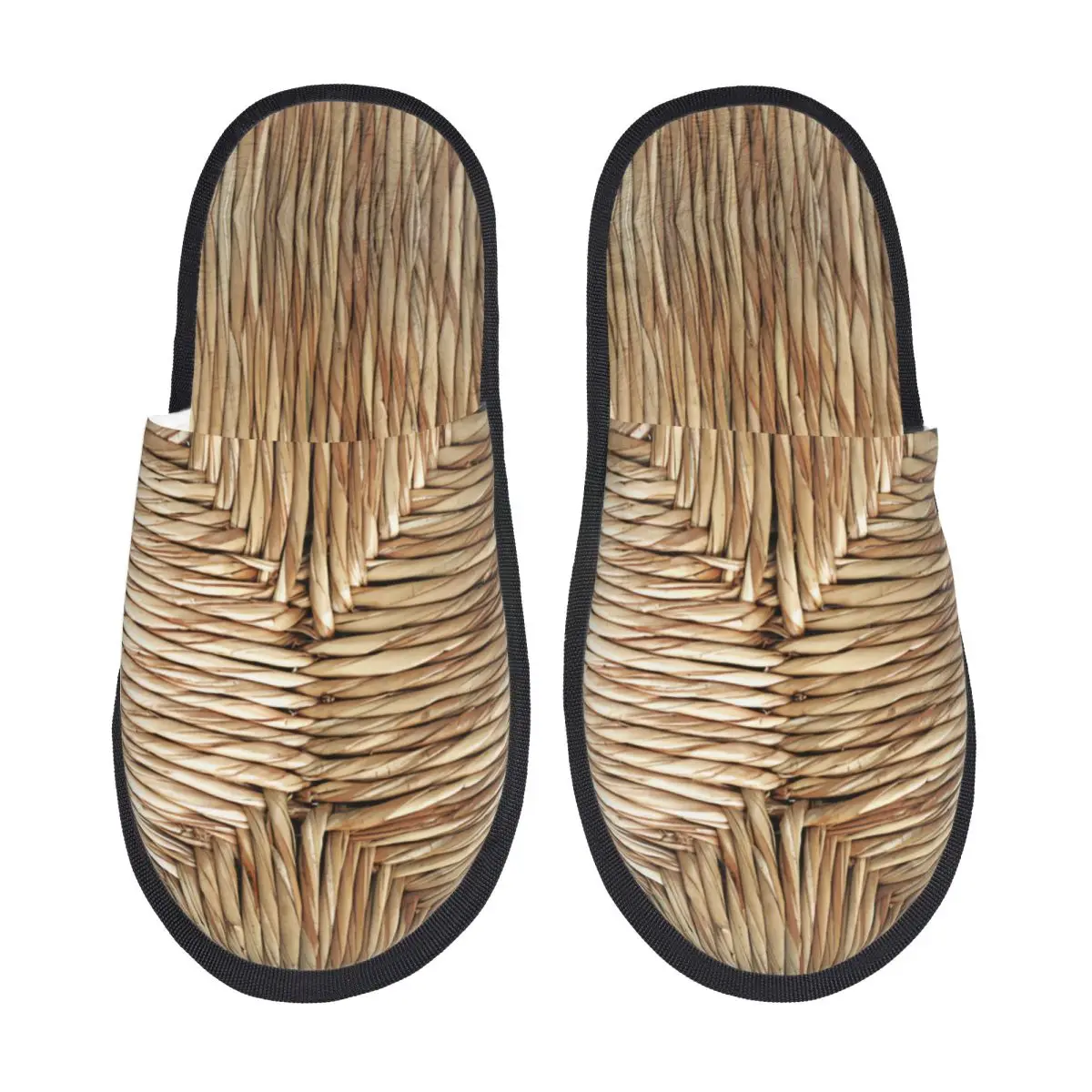 Custom Bulrush Weave Pattern Memory Foam Slippers Women Comfy Warm House Slippers