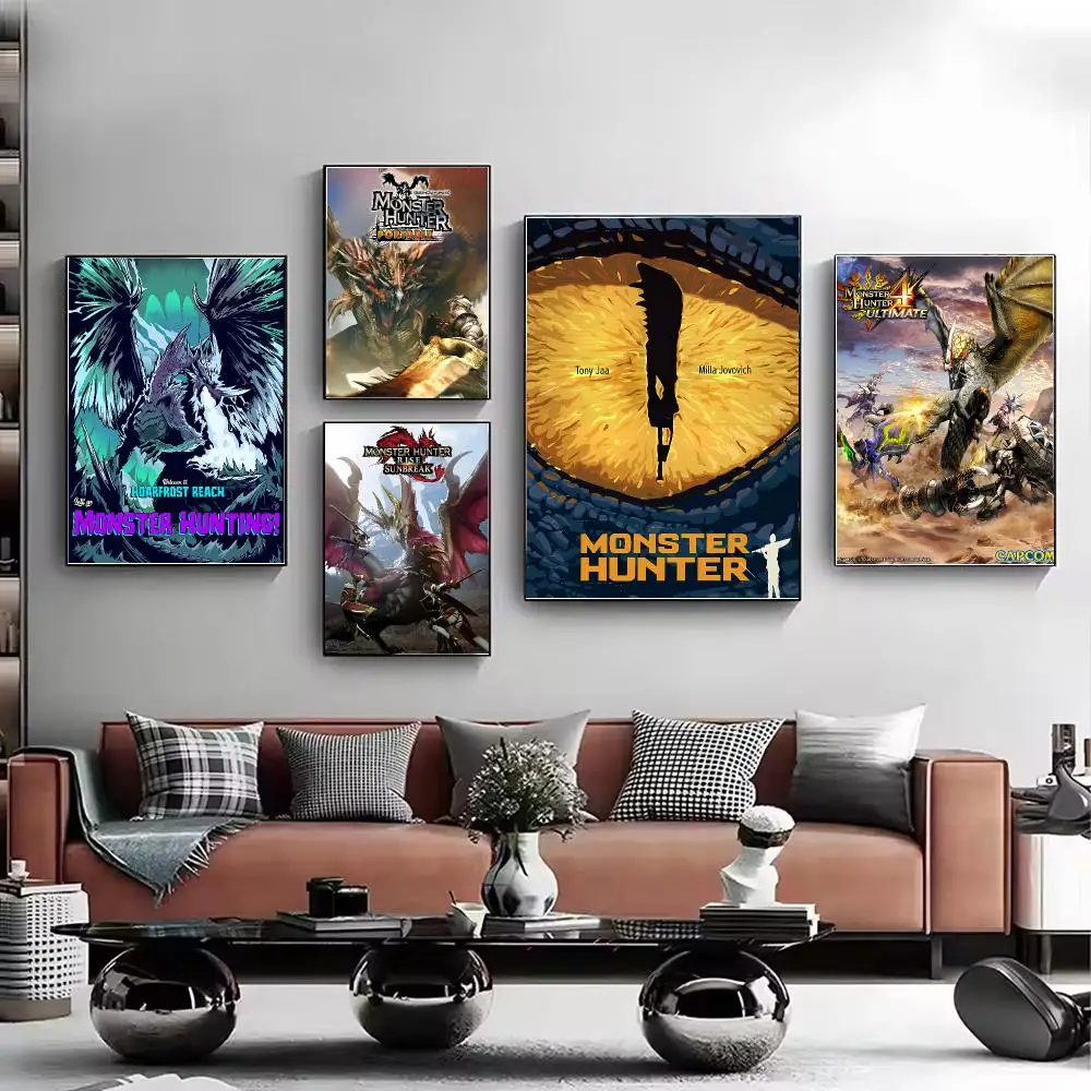 Game M-Monster Hunter Poster HD Wall Art Aesthetic Home Decor for Living Room Bedroom Café Office Stylish Gift