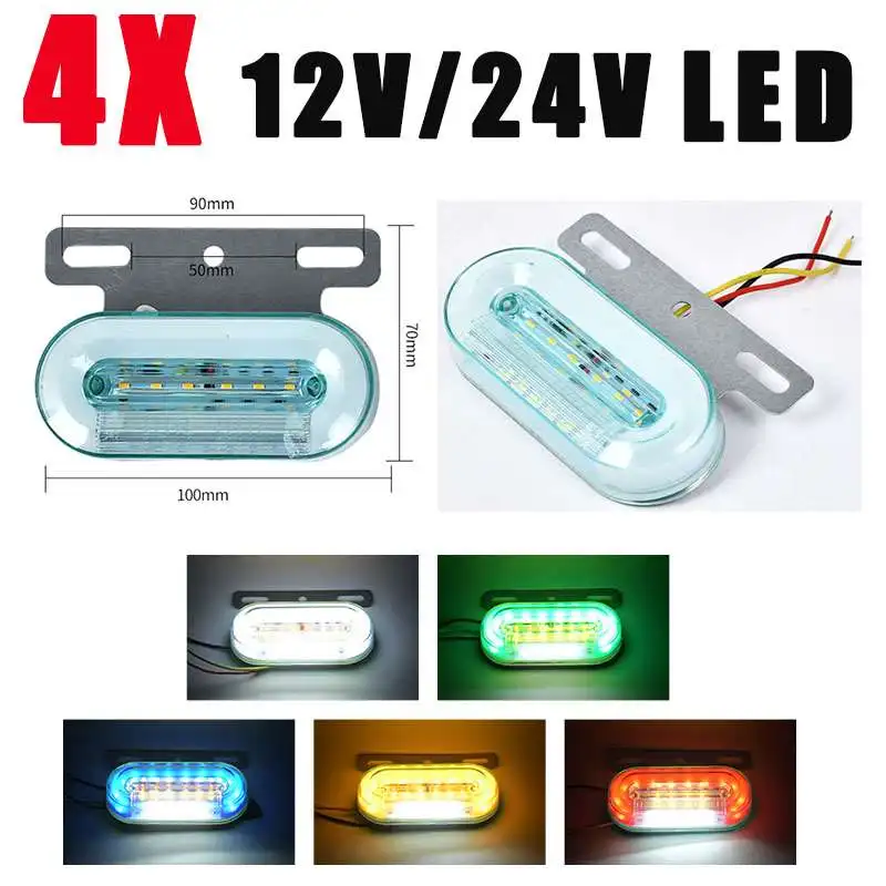 

4X 12V 24V Truck Side Marker Lights Car External Lights Signal Indicator Lamp Warning Tail Light Trailer Lorry Truck Accessories