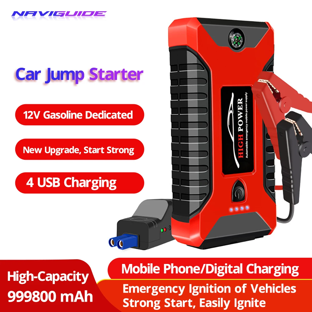 NAVIGUIDE Car Jump Starter Power Bank 99800mAh Emergency Booster Battery Starting Device 600A Peak Current Strong Start 12V Cars