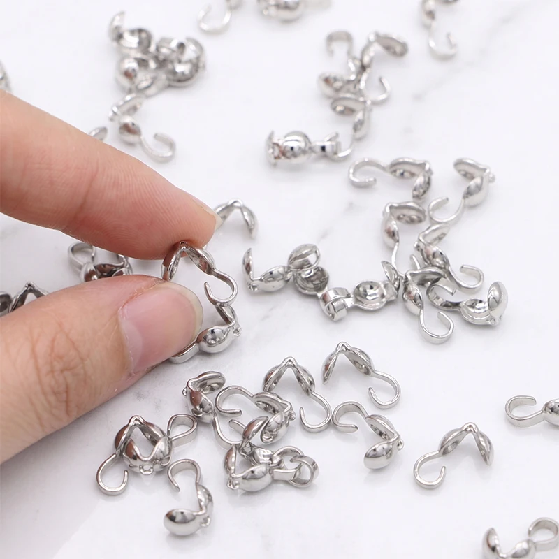 50Pcs 14K Gold Plated Clamshell Bead Tips,Knot Cover End Caps For Jewelry Making,Crimp Bead Tips Connectors For DIY Bracelet