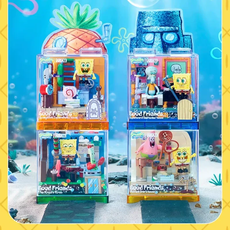 Spongebob Building Blocks Figure Model Patrick Star Krusty Krab Squidward Tentacles Room Collection Assembled Toy Kids Gift