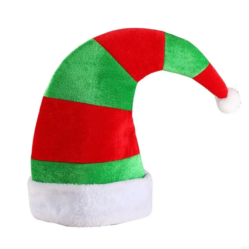 M6CD เทศกาลหมวกซานต้าโค้งหมวกคริสต์มาสพ่อคลาสสิกสำหรับสวมใส่กิจกรรมครอบครัว