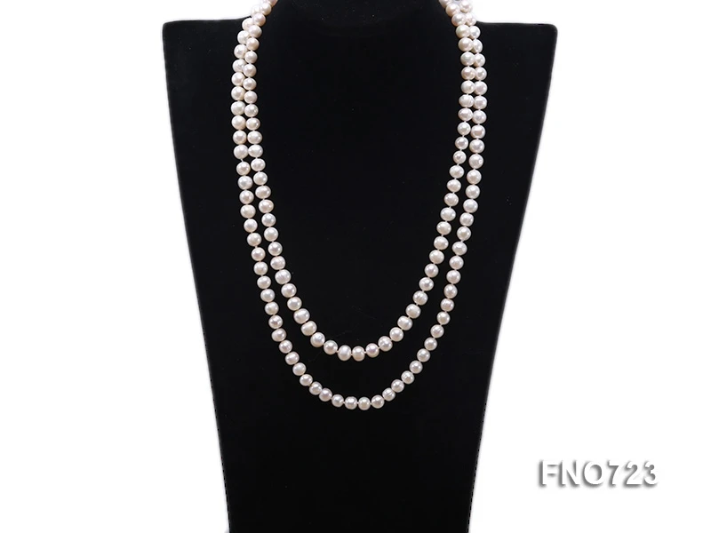 

Terisa Pearl Jewelry 7.5mm Natural White Round Freshwater Pearl Opera Necklace for Women T-FNO726