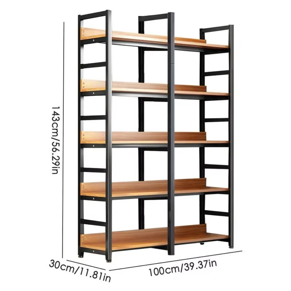 5 Tier Metal Frame Bookshelf Organizer Multi-layer Storage Rack Shelves Living Room  Kitchen Office Display Rack Bookshelf