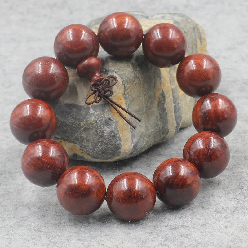 

Blood Sandalwood Buddha Bead Bracelet Red Sandalwood Same Material Cowhair Pattern 10 to 20mm Men's and Women's Hand String