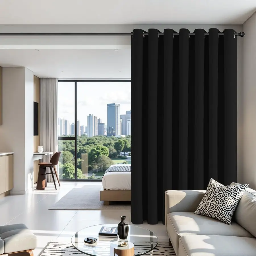 

Шторы для раздвижных дверей на террасу, светонепроницаемые, 108 дюймов в длину, с люверсами, для зонирования помещения, особо широкие, термоизоляционные, светонепроницаемые.