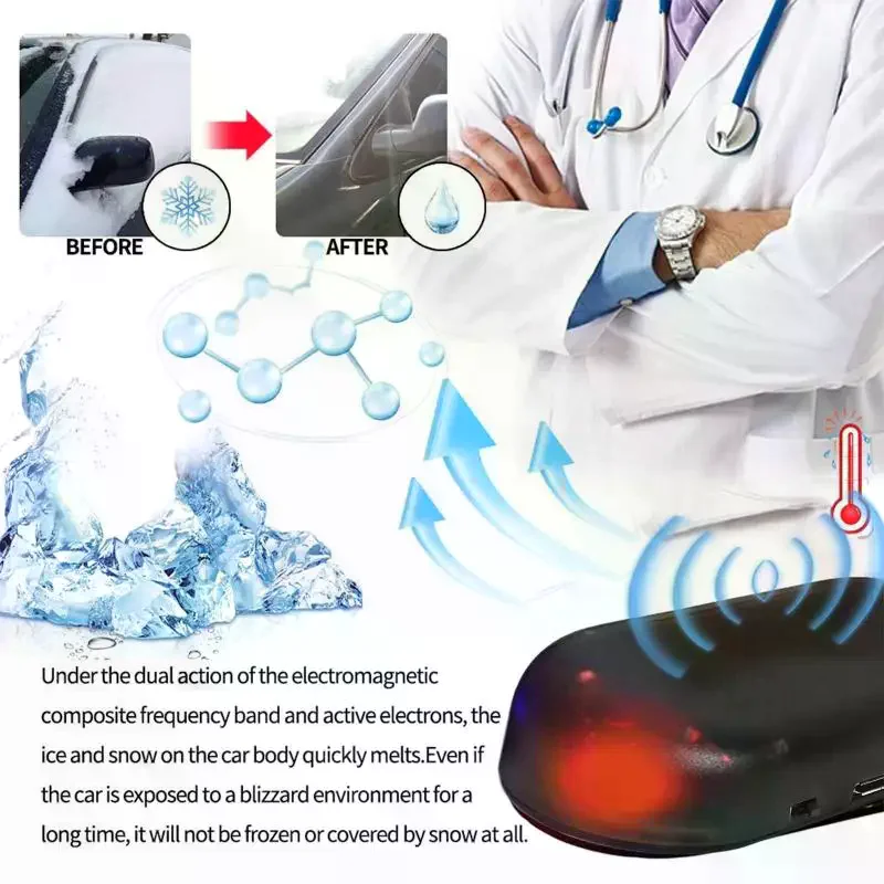 Winter Car Solar Electromagnetic Molecular Interference Antifreeze Device FrontRear Windshield Snow Removal Instrument Defroster